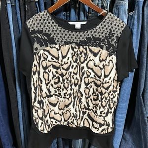 DVF 100% silk short sleeve blouse